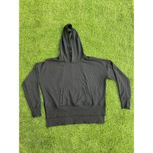 Athleta Mission Hoodie Pullover Black Size Large Hi Low Hem Thumb Holes